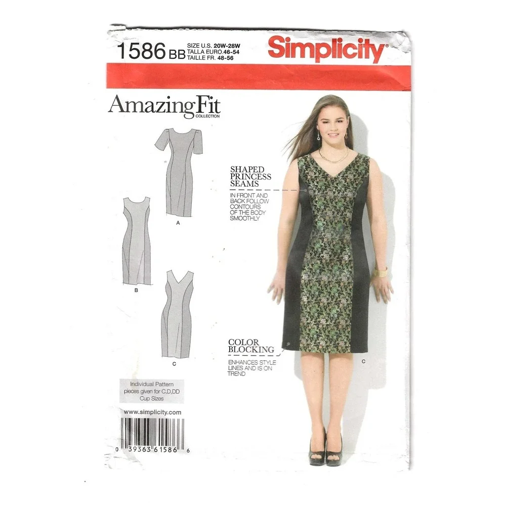3 Simplicity Patterns Amazing Fit Dress for Slim‎ Average Curvy Fit Size 20W-28W